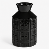 Design Shop Glossy Black Greek Key Ceramic Vase 15"
