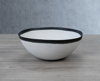 Design Shop Trento White Ceramic Bowl with Black Volcanic Rim 11.25"