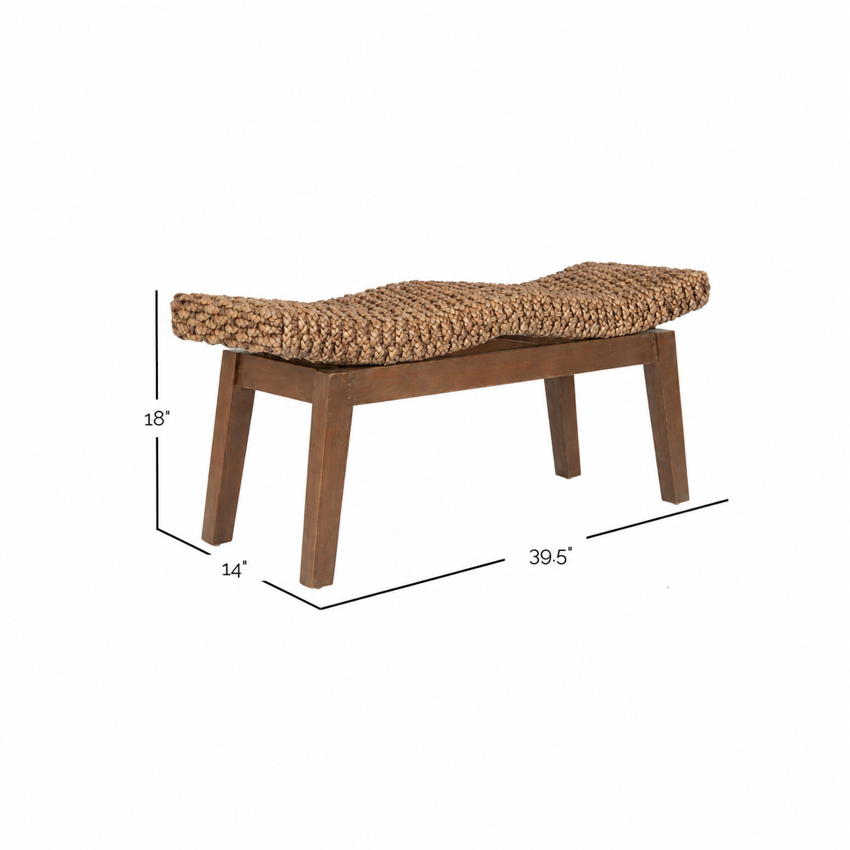 Design Shop Sanibel Double Bench, 22"W, Natural/Black