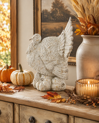 Design Shop 15.75 Inch Tan Distressed Resin Turkey on Pumpkins
