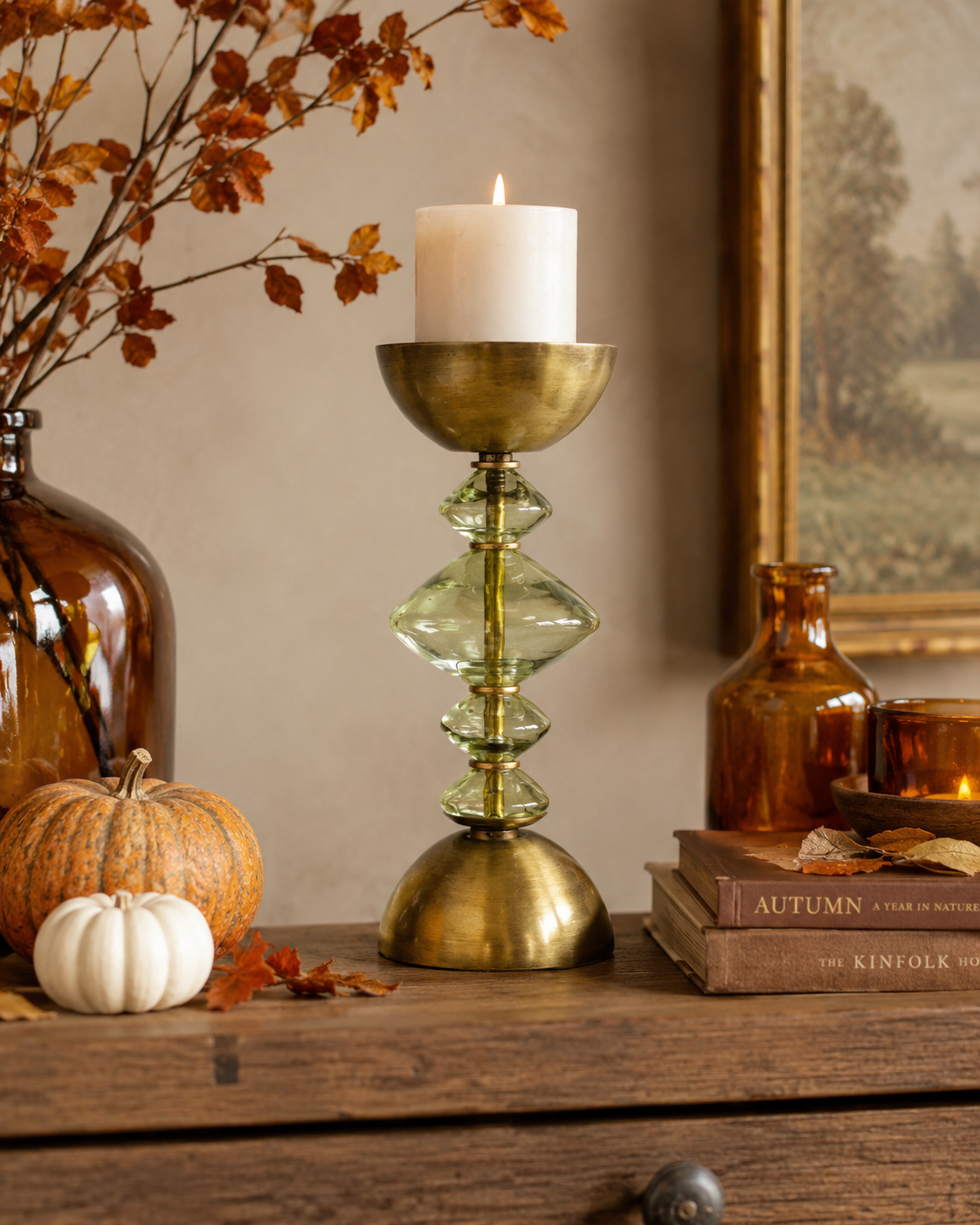 Design Shop Recycled Glass & Metal Pillar Holder (holds 3" Pillar)