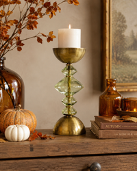 Design Shop Recycled Glass & Metal Pillar Holder (holds 3" Pillar)