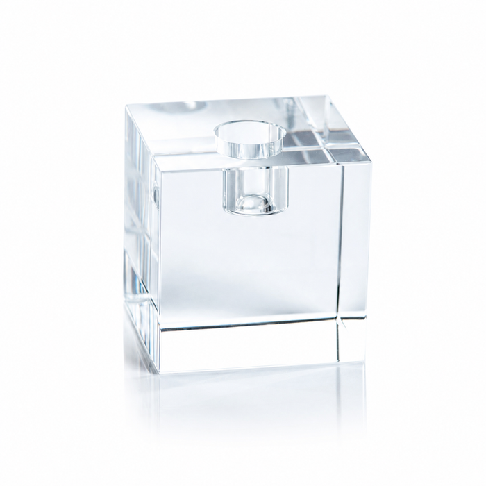 Clear glass cube on a white background