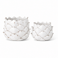 Design Shop Set of 2 White Resin Artichoke Planters