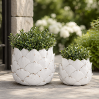 Design Shop Set of 2 White Resin Artichoke Planters