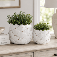 Design Shop Set of 2 White Resin Artichoke Planters