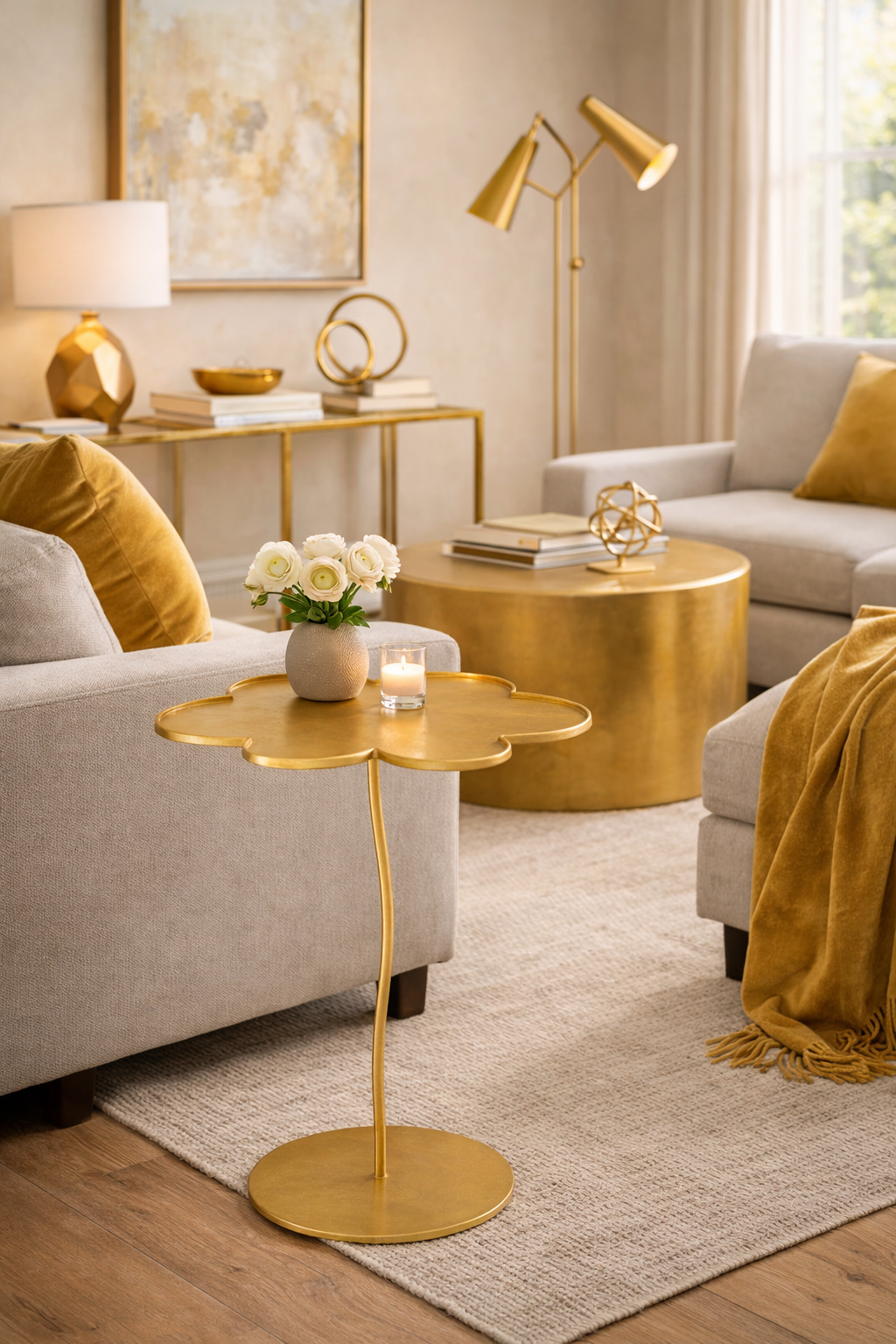 Fleur Gold Accent Table