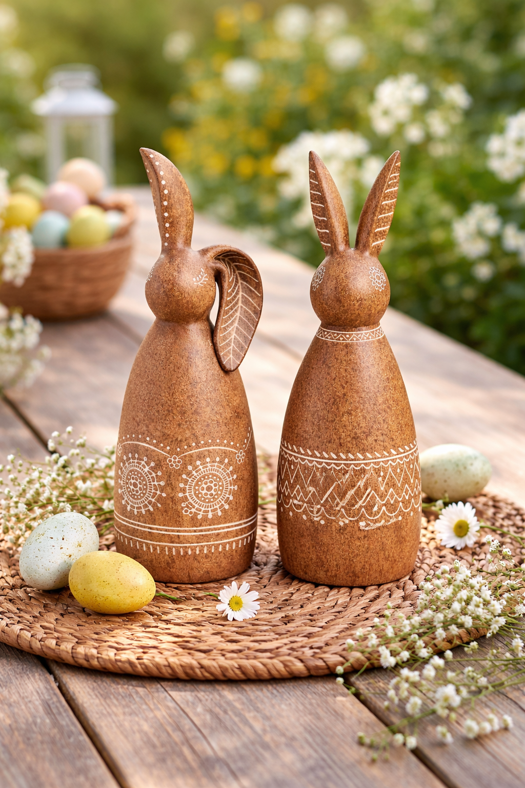 Design Shop Bunny Rabbit Easter Brown Resin Figure, Set of 2