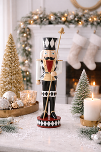 20" Red & White Soldier Nutcracker with Staff