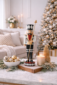 20" Red & White Soldier Nutcracker with Staff