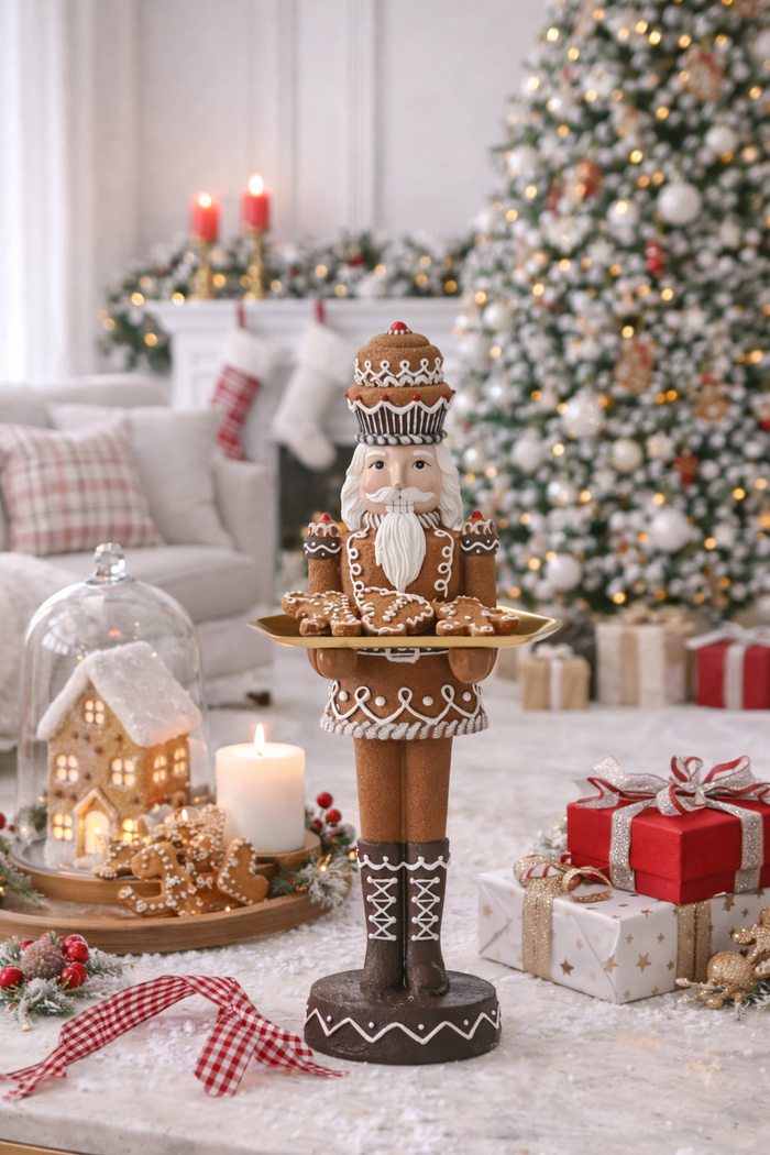 16" Gingerbread Nutcracker Holding Tray