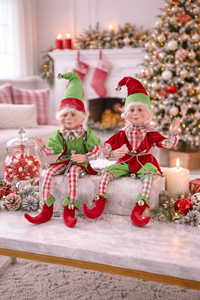Set of 2 Holiday Jesters with Checkered Pants