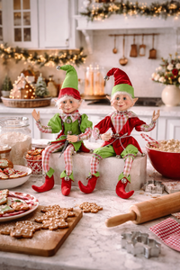 Set of 2 Holiday Jesters with Checkered Pants