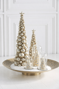 Set of 3 Trees in Glass Domes with Blue Ornaments