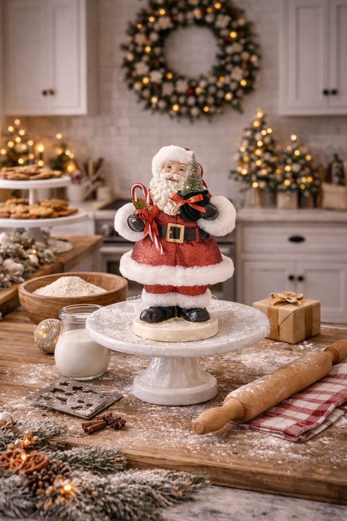 Vintage Santa with Red Glitter Coat - 14.75"