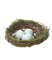 Design Shop Moss 4-3/4" Dia Bird Nest Ornament w/ 3 Eggs Set Of 2