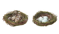 Design Shop Moss 4-3/4" Dia Bird Nest Ornament w/ 3 Eggs Set Of 2