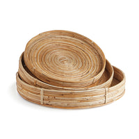 Design Shop Cane Rattan Round Tray, Set Of 3
