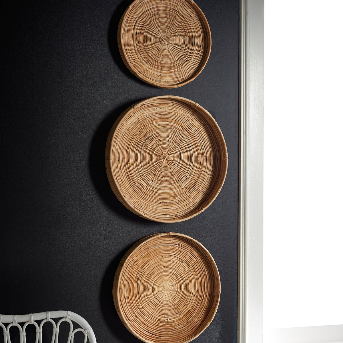 Design Shop Cane Rattan Round Tray, Set Of 3