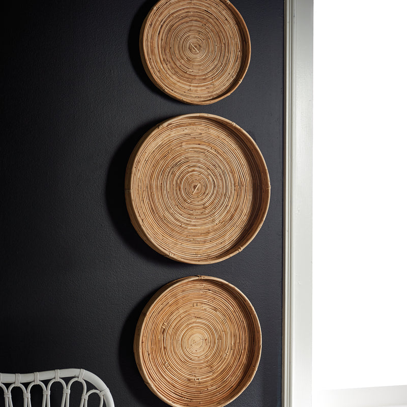 Design Shop Cane Rattan Round Tray, Set Of 3