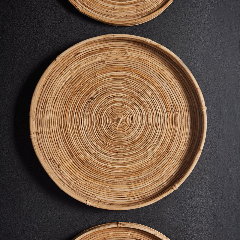 Design Shop Cane Rattan Round Tray, Set Of 3