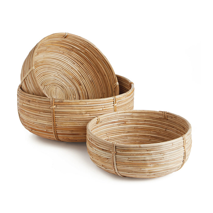 Design Shop Cane Rattan Low Baskets, Set Of 3