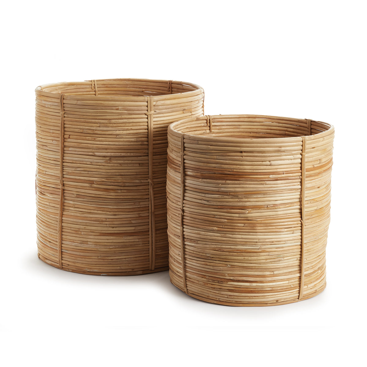 Design Shop Cane Rattan Round Tree Baskets, Set Of 2