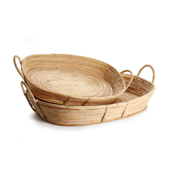 Design Shop Cane Rattan Trays With Handles, Set Of 2