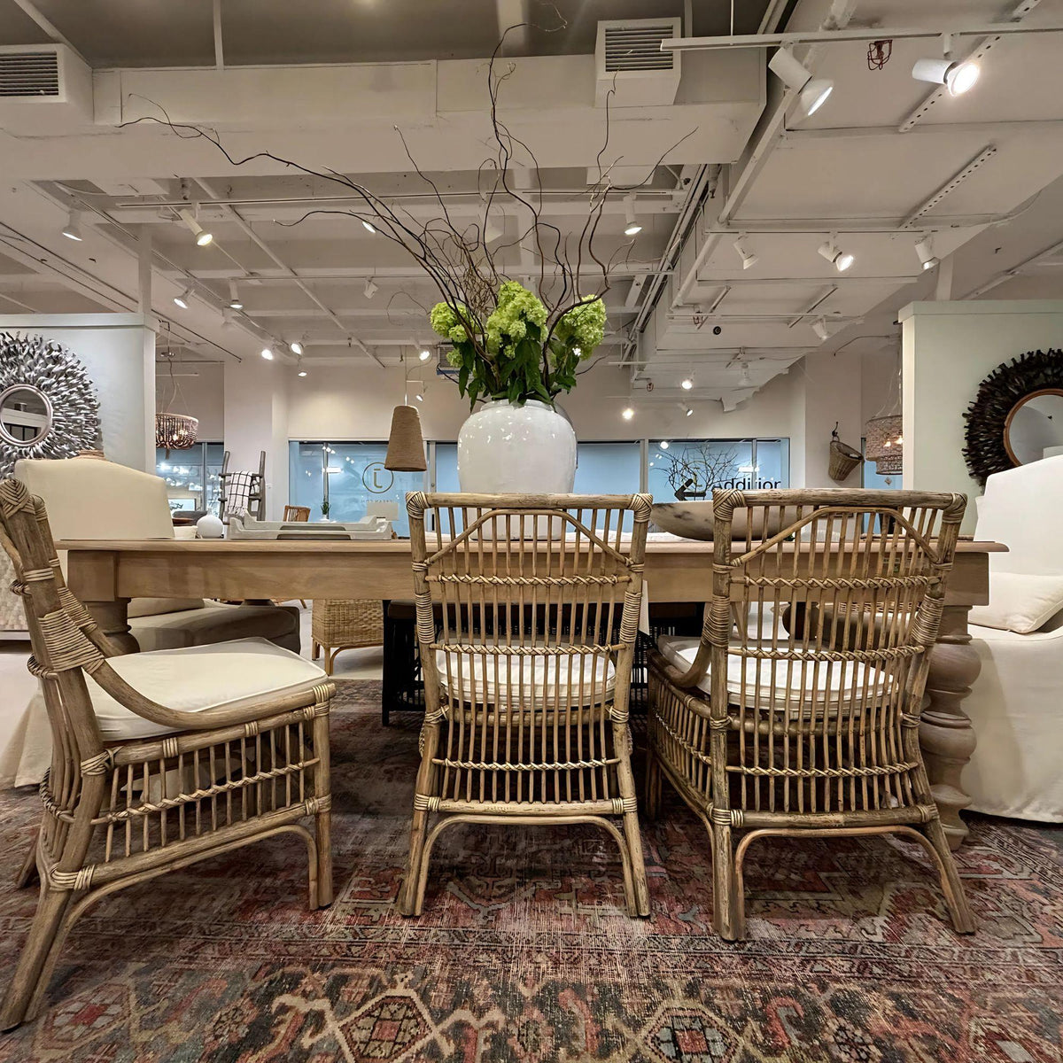 Design Shop Winston II Rattan Dining Chairs, Antique Natural, Set of 2