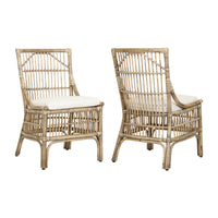 Design Shop Winston II Rattan Dining Chairs, Antique Natural, Set of 2