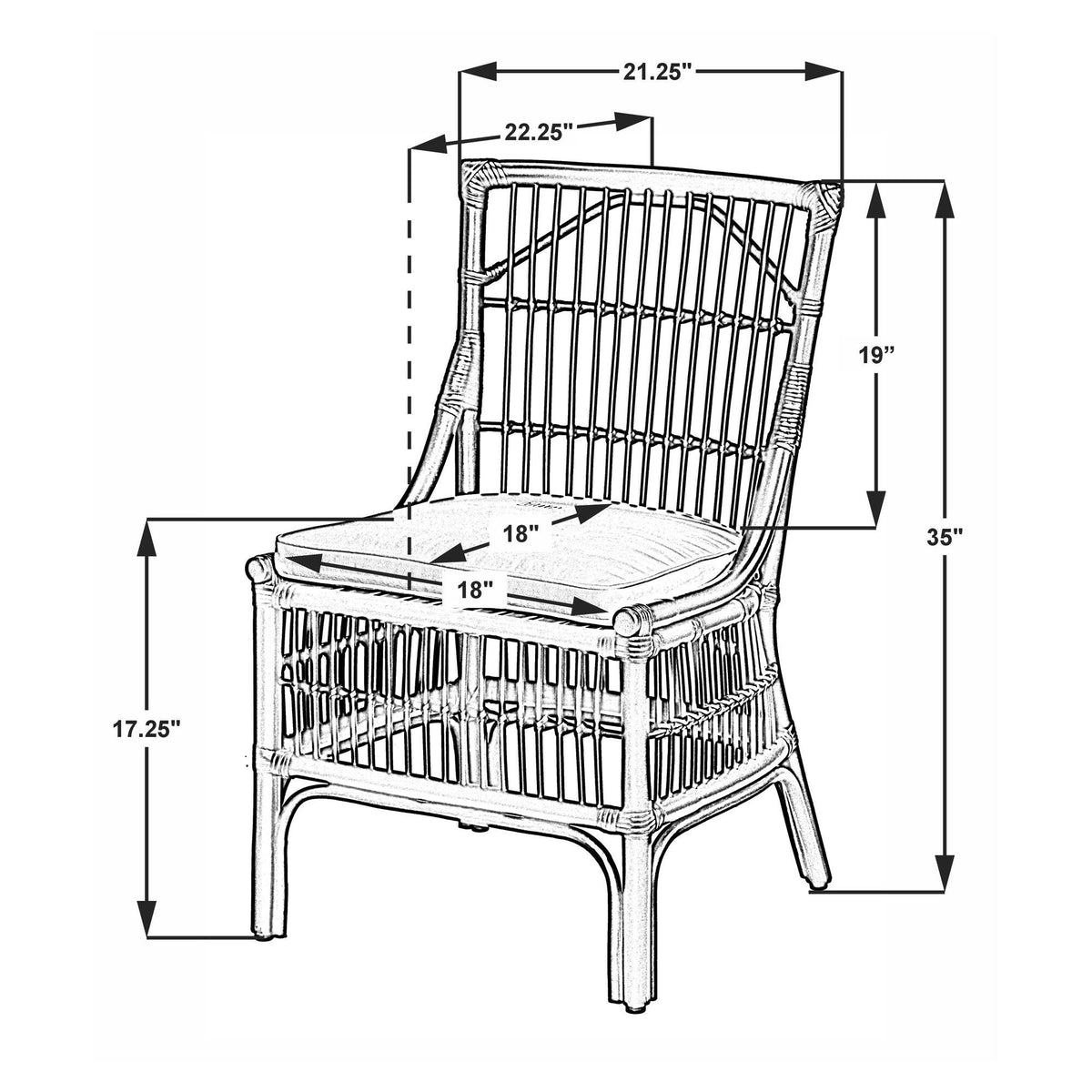 Design Shop Winston II Rattan Dining Chairs, Antique Natural, Set of 2