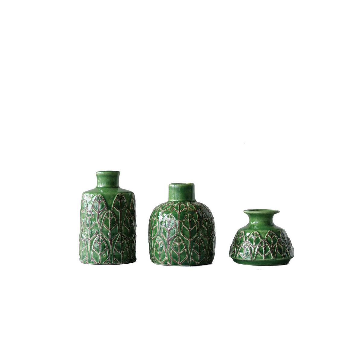 Design Shop Embossed Stoneware Vases, Set of 3