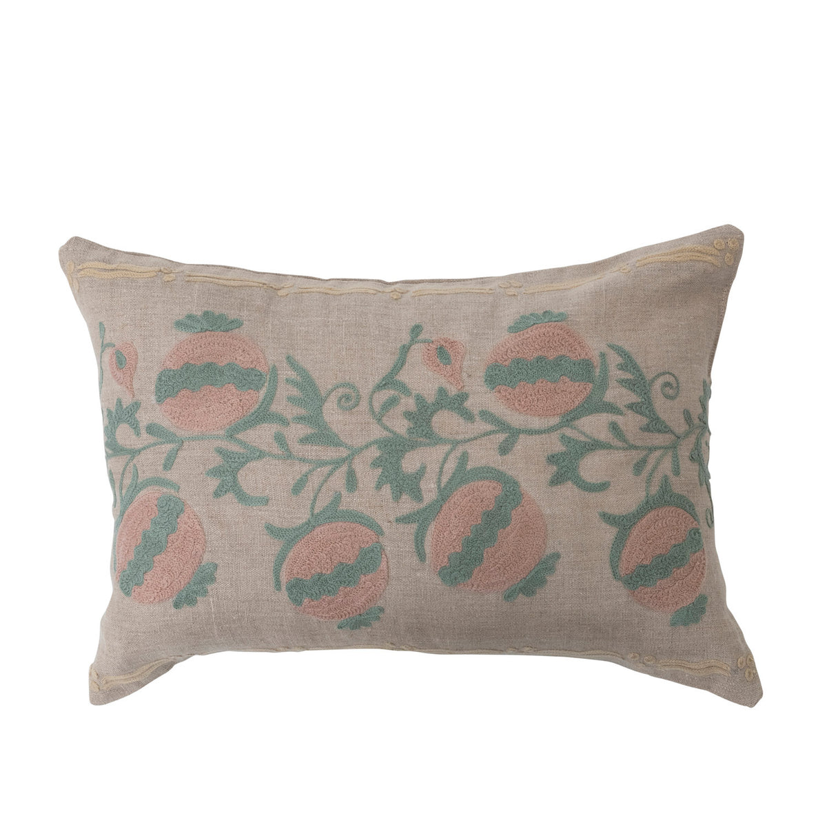 Design Shop 20" x 14" Cotton Chambray Lumbar Pillow with Embroidery
