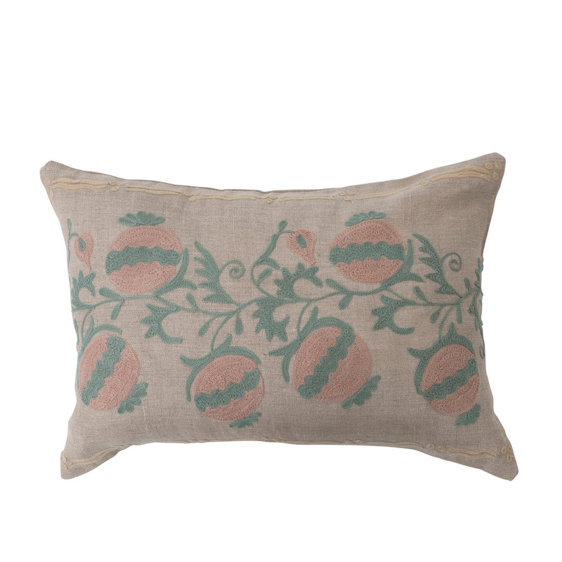 Design Shop 20" x 14" Cotton Chambray Lumbar Pillow with Embroidery