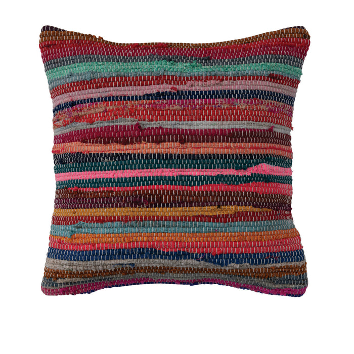Design Shop Woven Recycled Cotton Chindi Pillow, Polyester Fill (Each One Will Vary)