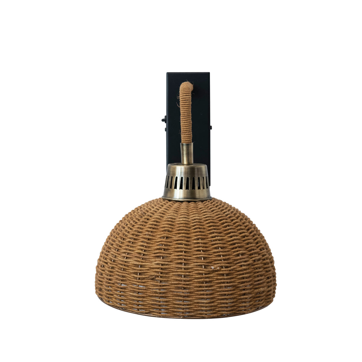 Design Shop Jute Wrapped Metal Wall Sconce w/ Inline Switch, Black & Natural