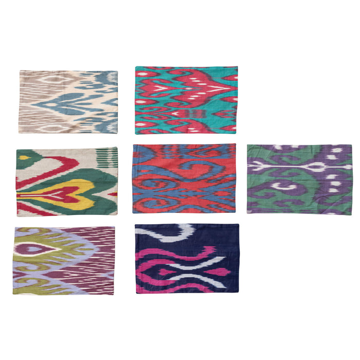 Design Shop Found Cotton Blend Lumbar Pillow w/ Ikat & Chambray Back, Multi Color (Each One Will Vary)