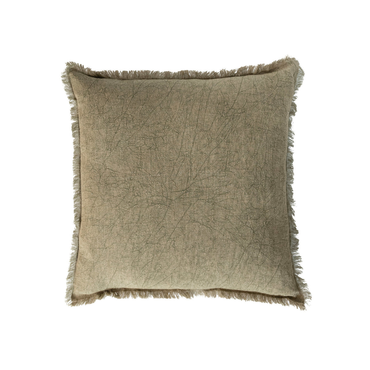 Design Shop 20" Square Stonewashed Linen Pillow w/ Fringe