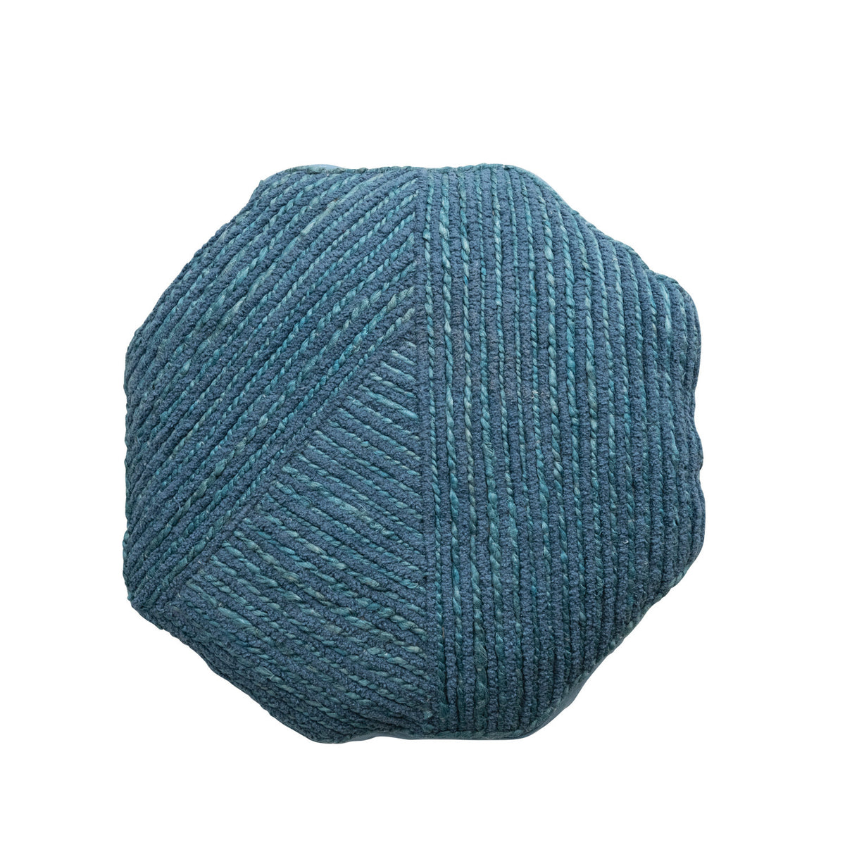 Design Shop Cotton & Jute Embroidered Octagon Shaped Pillow, Blue