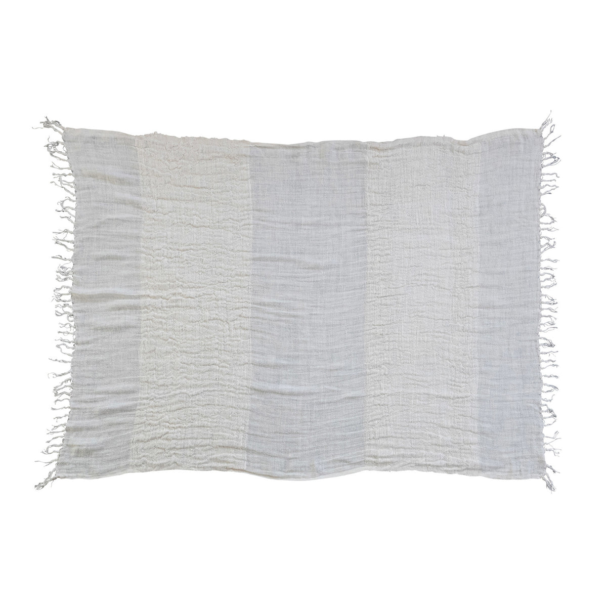 Design Shop 60"L x 50"W Woven Linen Throw w/ Stripes & Fringe
