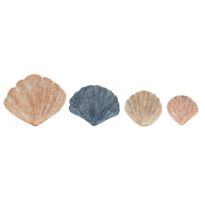 Design Shop Hand-Painted Stoneware Shell Shaped Dish, 4 Colors, Set of 4