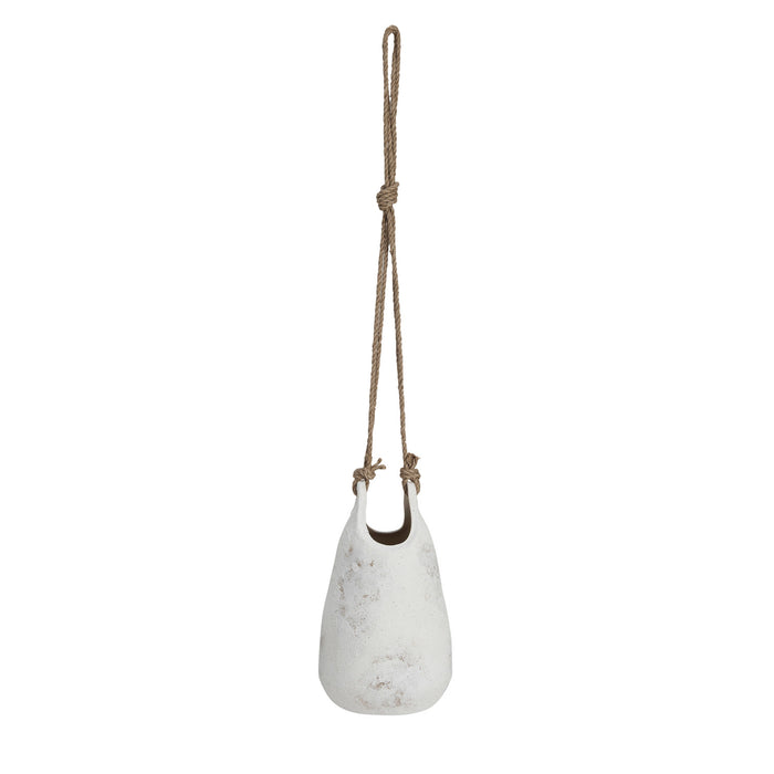 Design Shop Hanging Coarse Stoneware Planter w/ Jute Rope Hanger (Each One Will Vary)