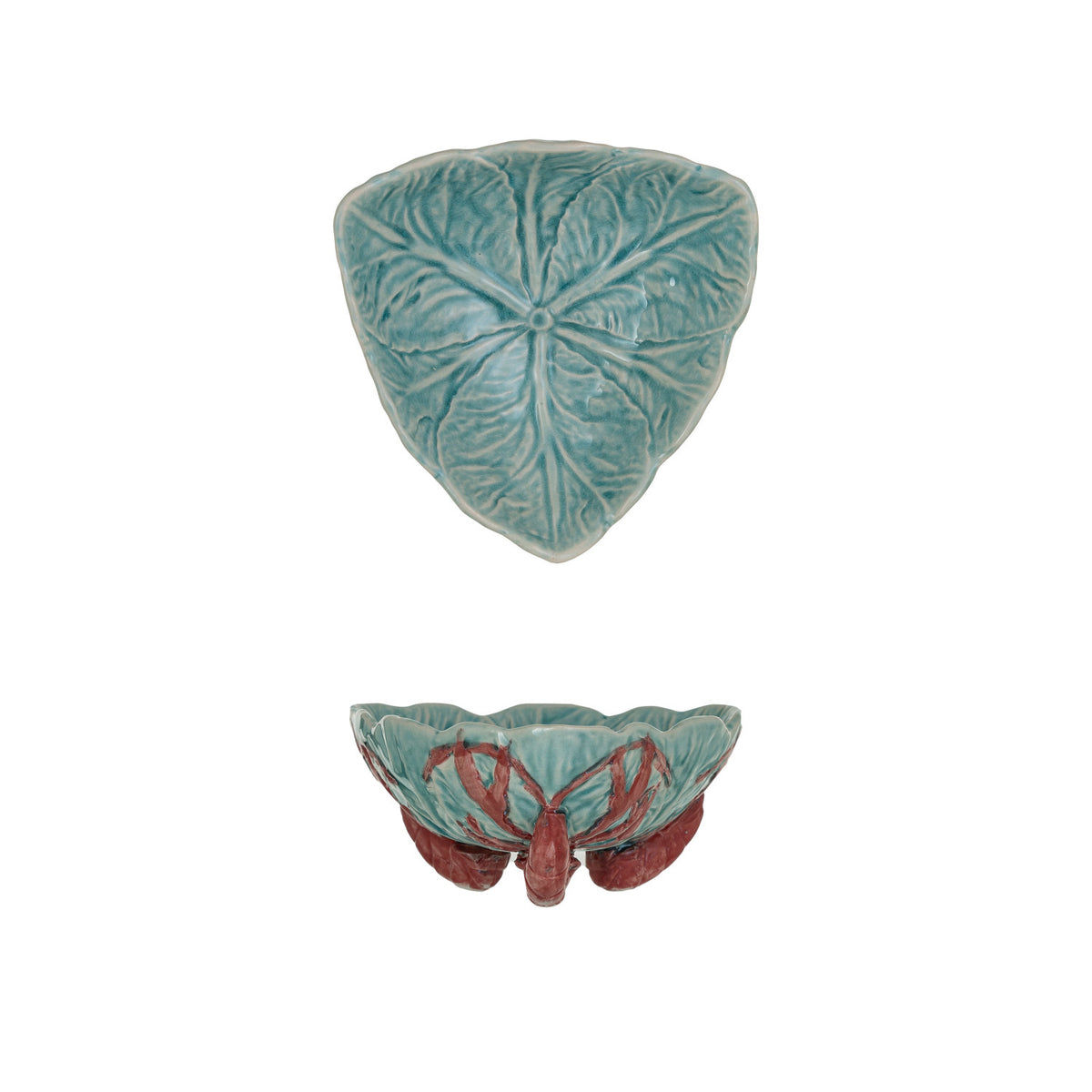 Ceramic butterfly with textured wings on a white background