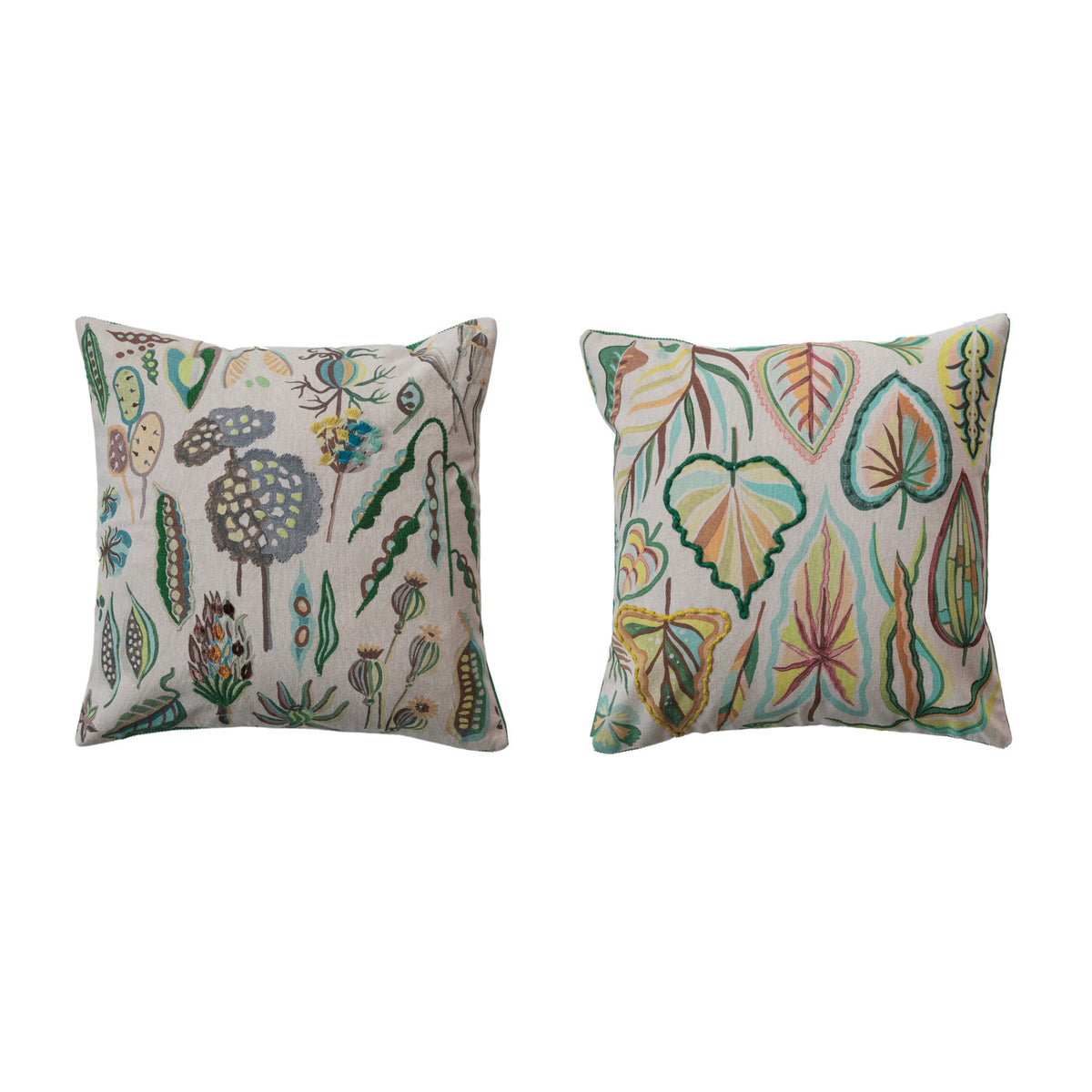 Design Shop 18" Square Cotton Chambray Printed Pillow, Set of 2.