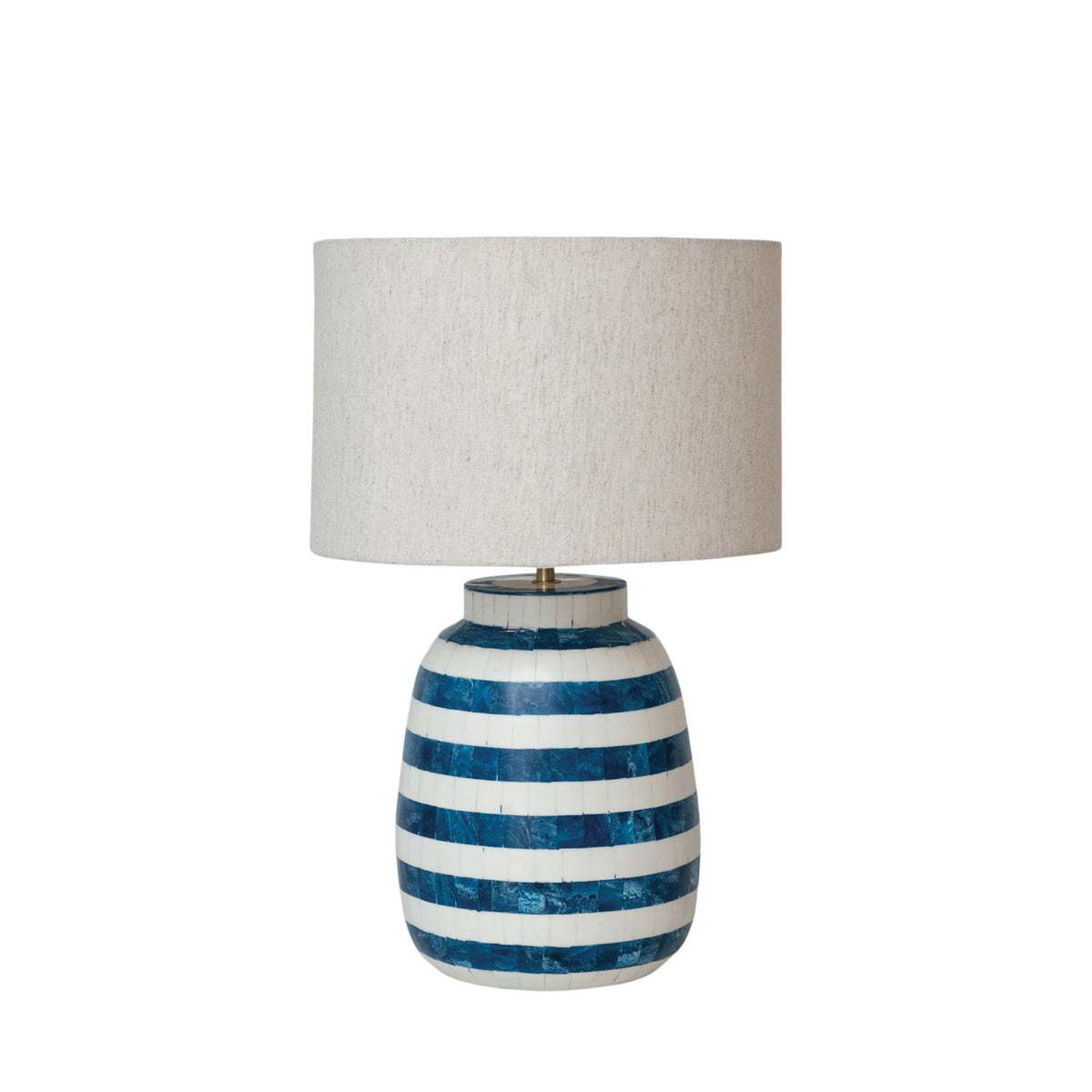 Design Shop Resin Inlaid Table Lamp w/ Stripes & Cotton Shade