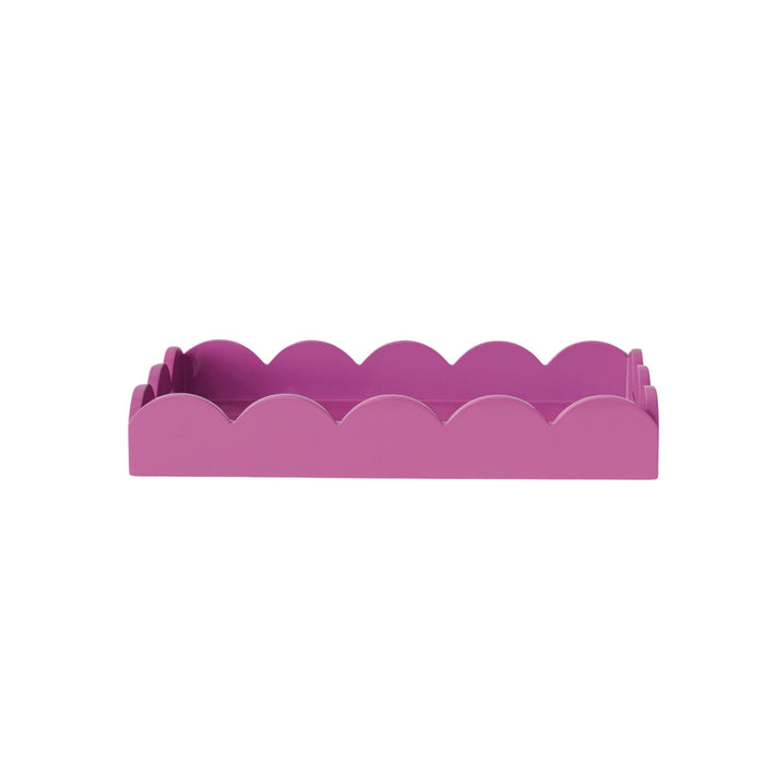 Design Shop MDF Lacquered Scalloped Tray w/ Handles, Fuchsia Color