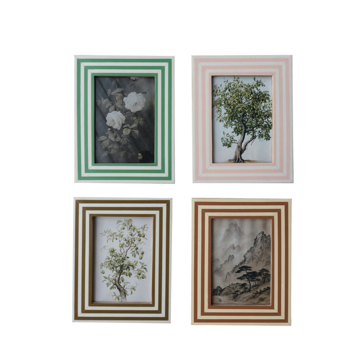 Design Shop Photo Frame w/ Inlaid Stripes, 4 Colors (Holds 5" x 7" Photo)