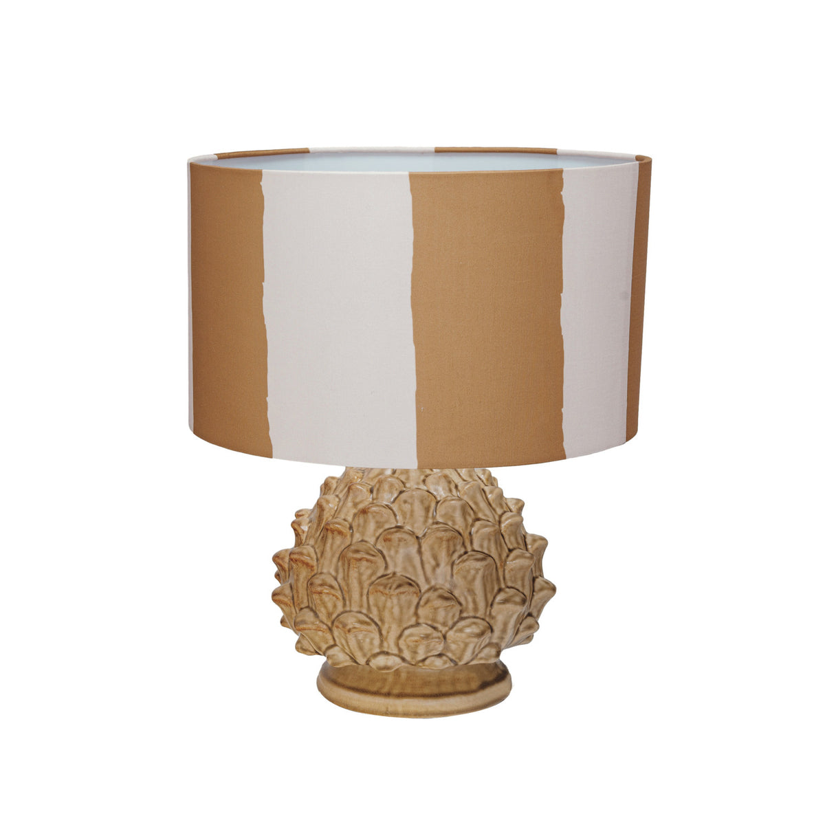 Design Shop Stoneware Artichoke Finial Table Lamp w/ Painted Linen Shade