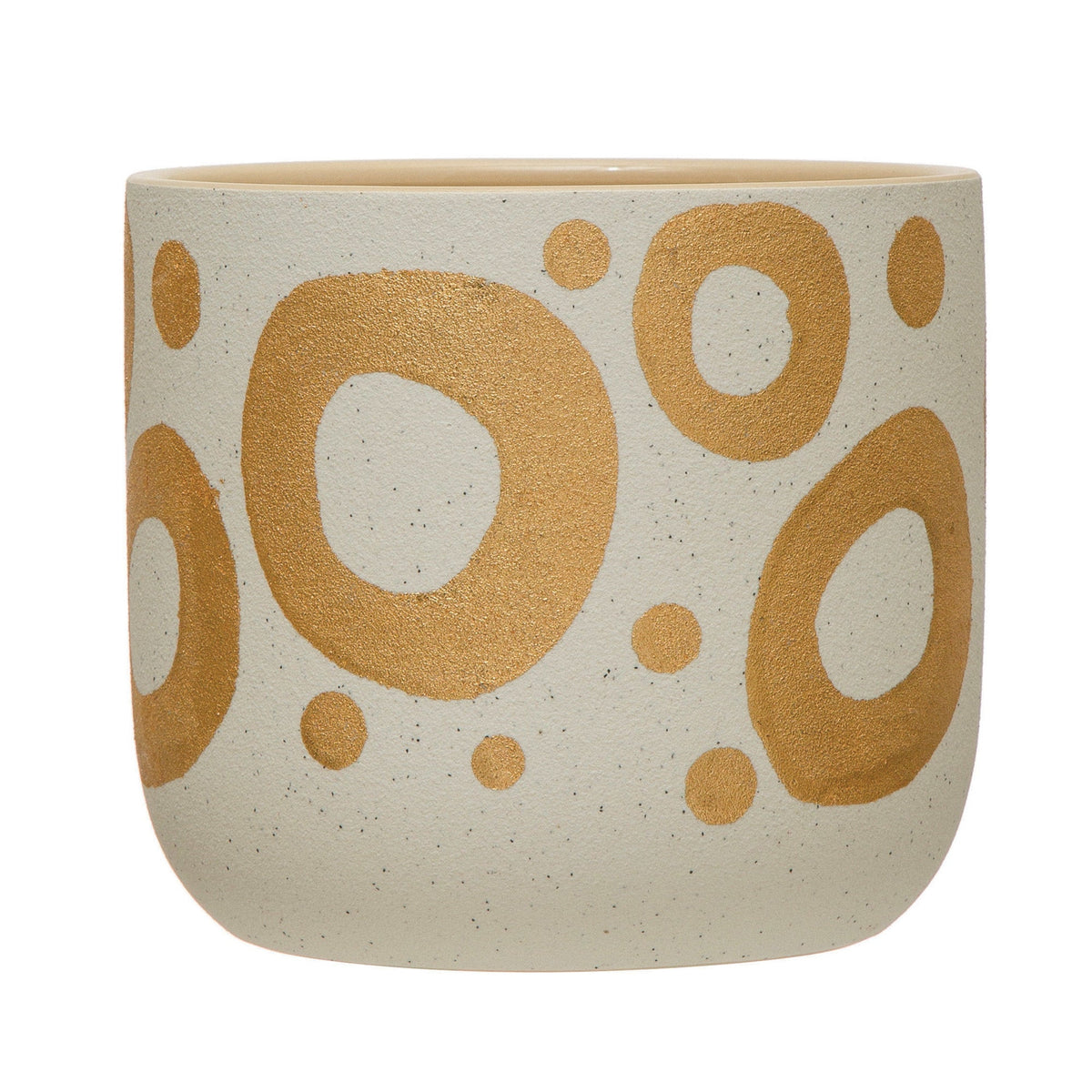 Design Shop White with Gold Detail Stoneware Planter 6.5"