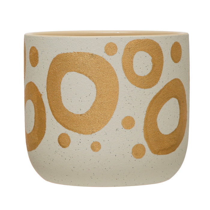 Design Shop White with Gold Detail Stoneware Planter 6.5"